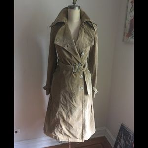 Women’s cotton corduroy trench coat with rhinestone hardware
